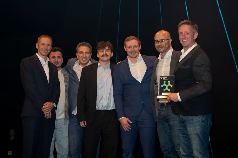 Tasty Digital with Kaizen Ticketing recieving Best Match Day Technology Award at the 2025 Sports Technology Awards